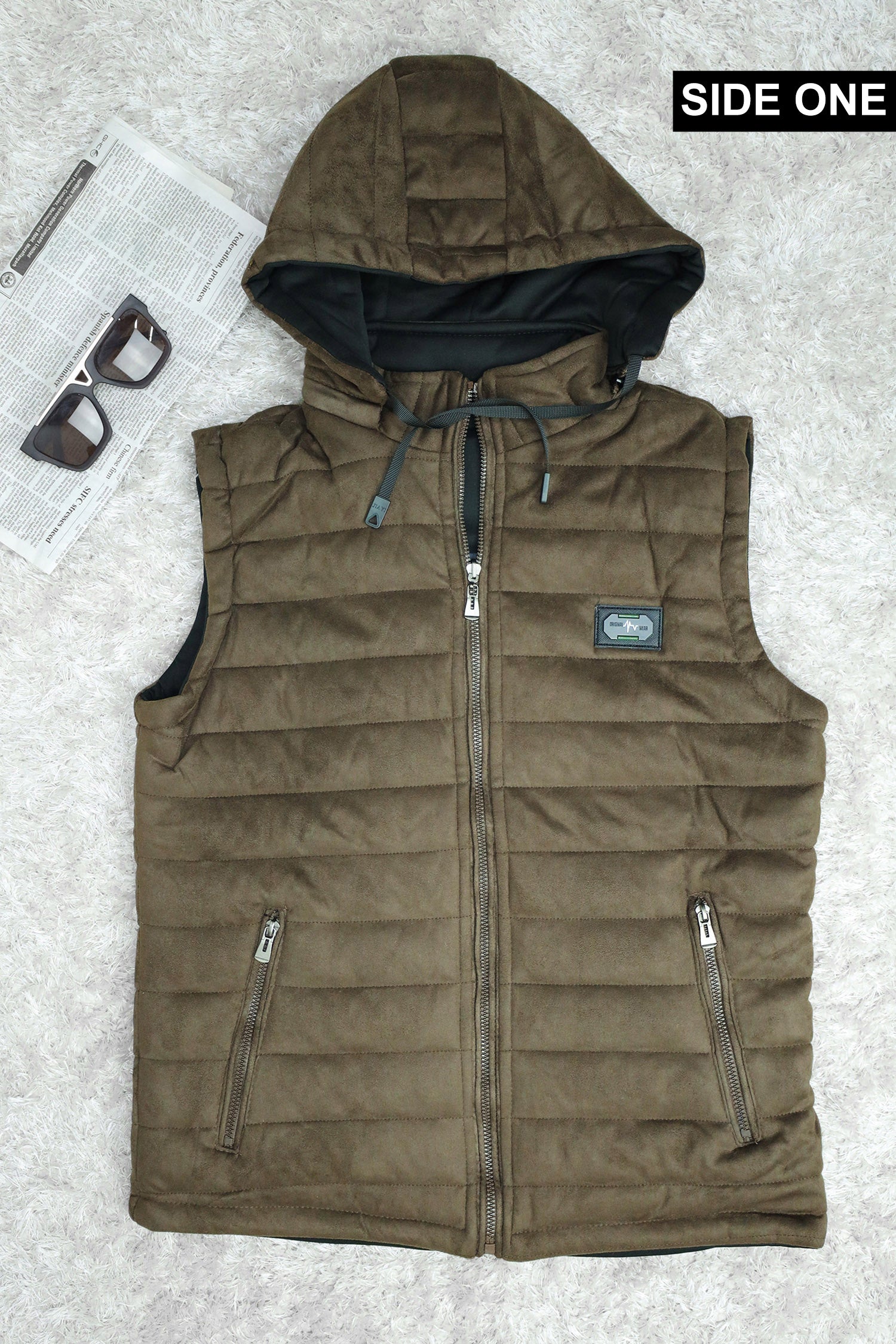 Quilted Pattern Double Side Removable Hood Imported Men's Gilet