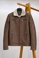 Men's Casual Multi-Pocket Zipper Imported Leather Jacket In Coffee