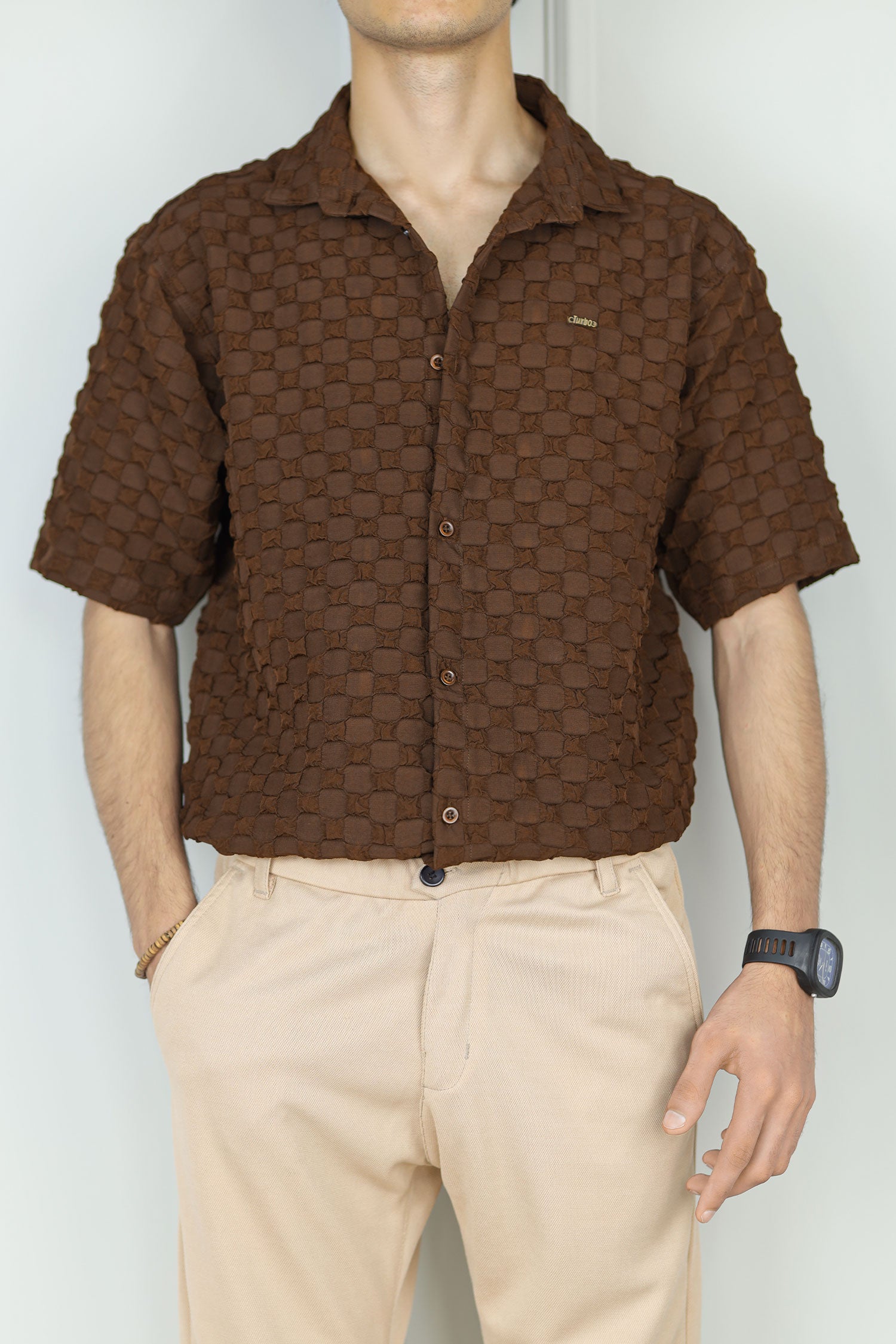 Turbo Puff Structured Pattern Casual Shirt