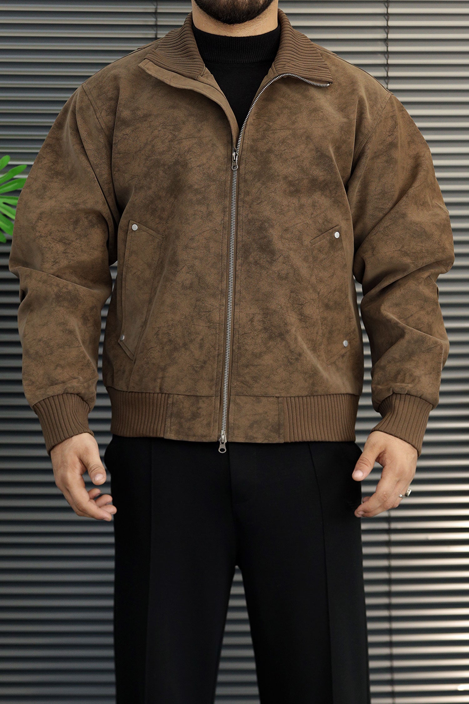 Men's Affordable Sweat Suede Leather Jacket