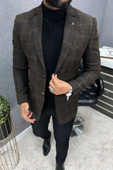 Turbo Block Pattern Men's Casual Blazer