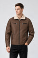Men's Casual Multi-Pocket Zipper Imported Leather Jacket In Coffee