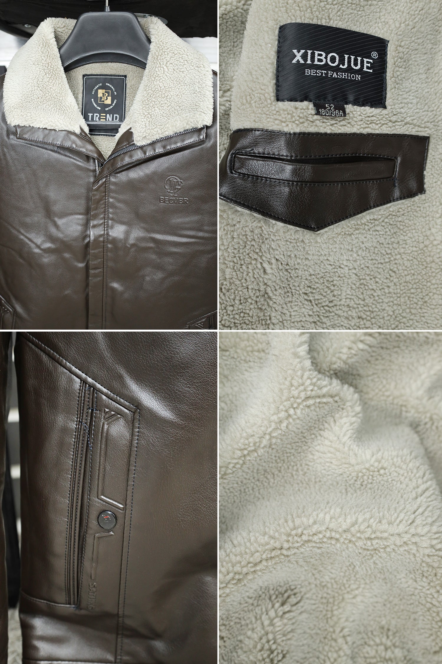 Trendy Full Fur Collar Men's Imported Leather Jacket