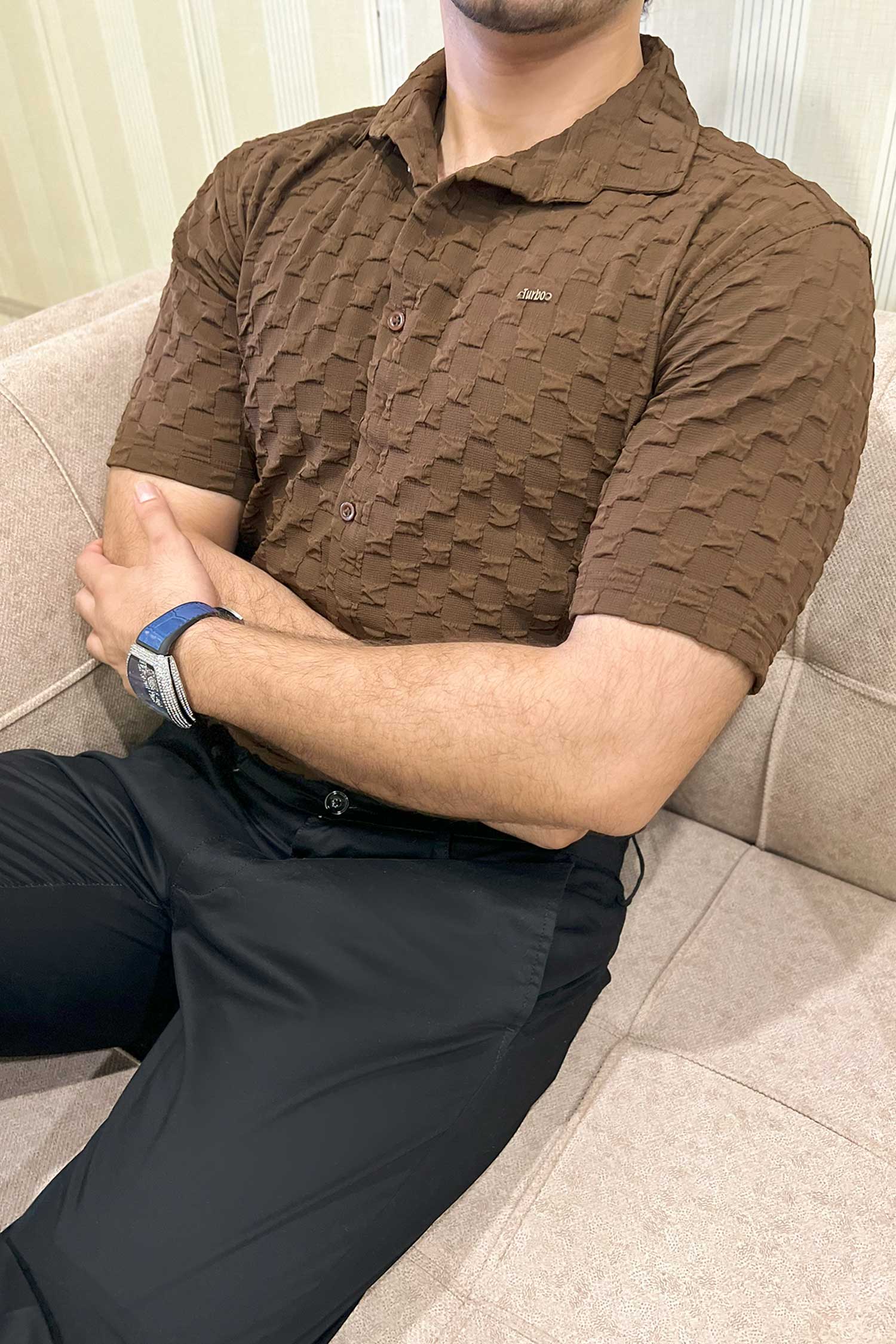 Turbo Puff Structured Pattern Casual Shirt