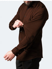 Self Textured Elastic Shirt In Coffee