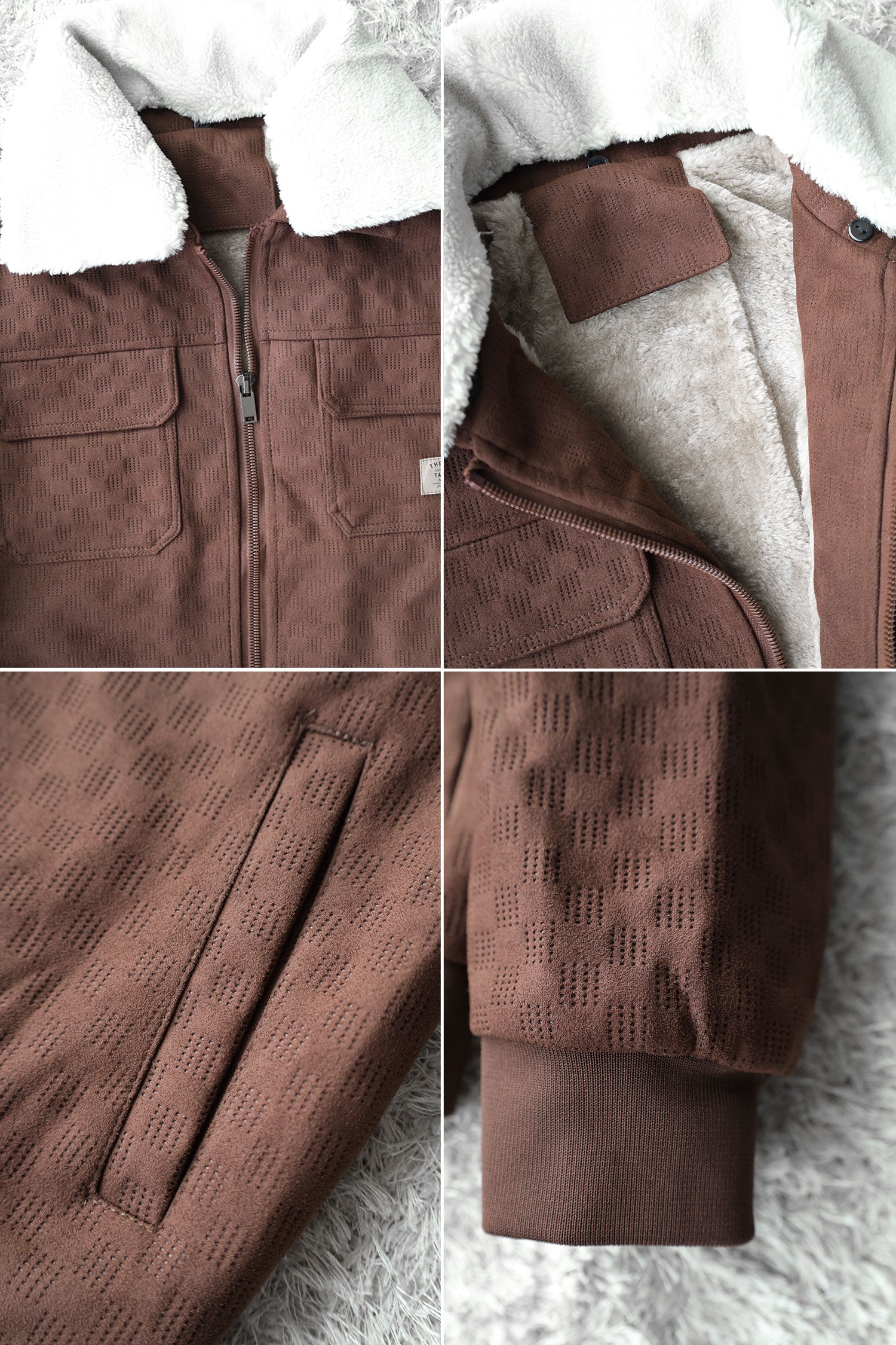 Self Texture Design Men's Suede Jacket