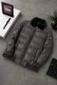 Men's Relaxed-Fit Solid Retro Imported Pu Puffer Jacket In Coffee