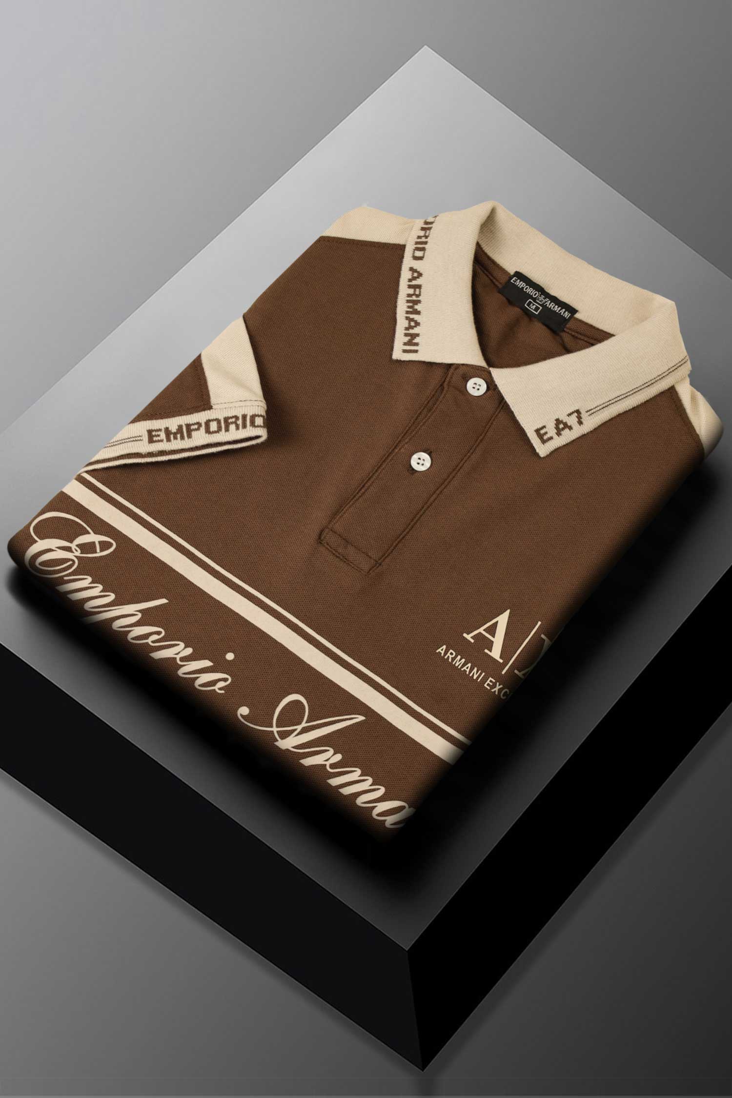Armni Logo-Taped Contrast Collar Men's Polo Shirt