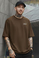 Mens Urban Fashion Round Neck T-shirt In Coffee