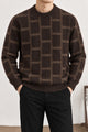 Brick Design Pattern Imported Round Neck Rabbit Wool Men's Sweater