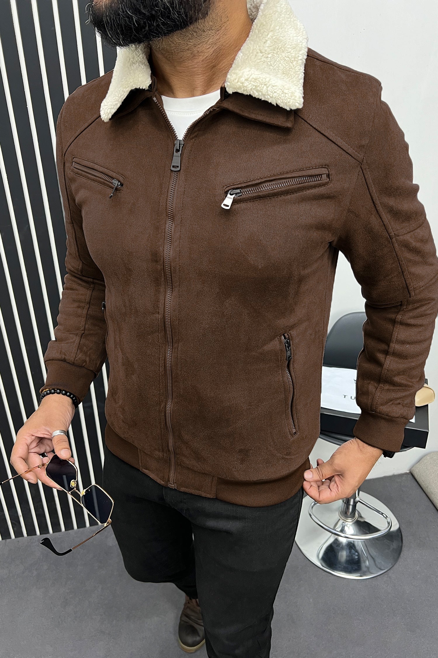 Designed To Blow Your Mind Zipper Men's Suede Jacket