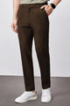 Double Plate Men's Carrot Fit Cotton Pant In Coffee