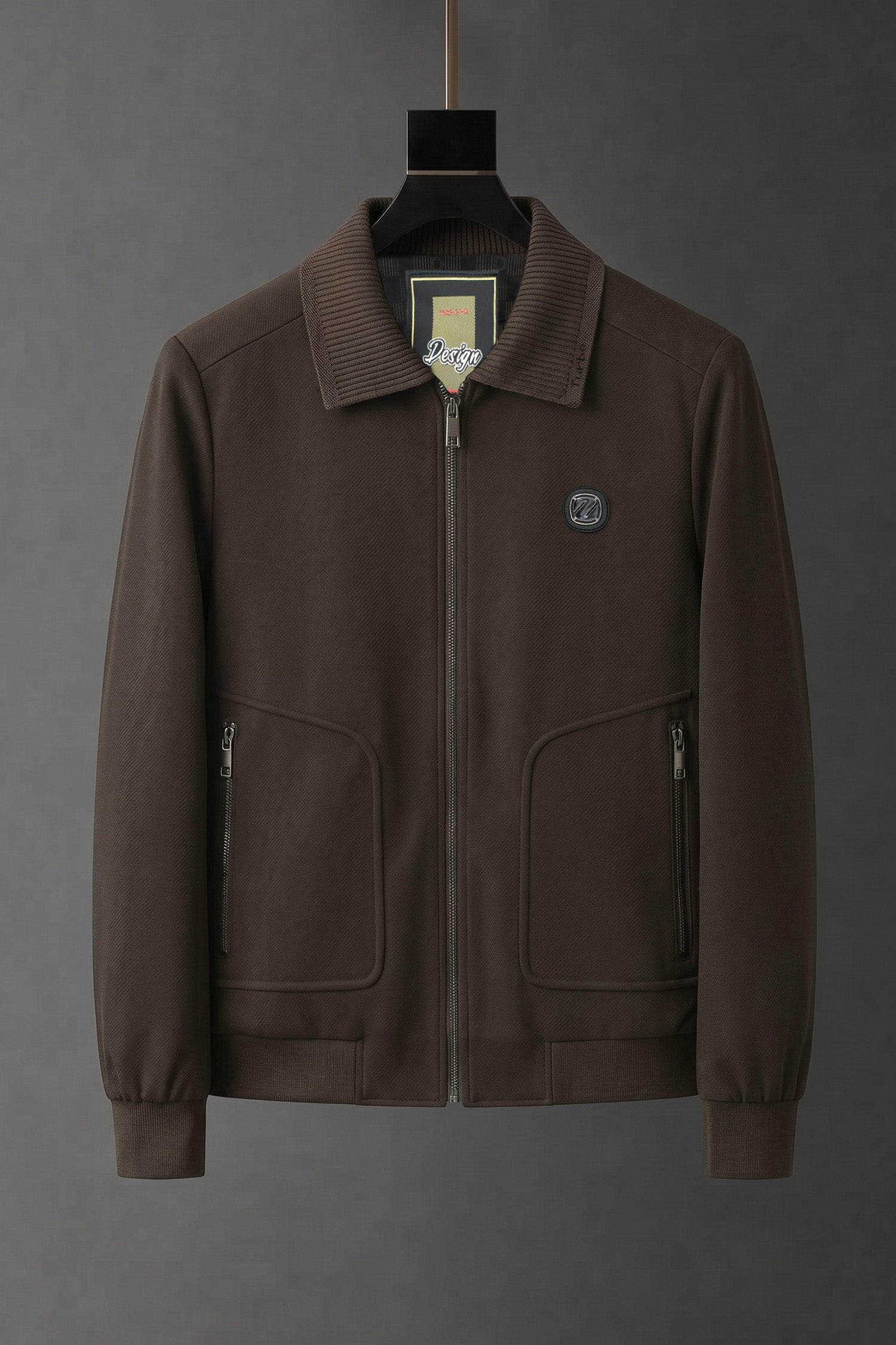 Zipped Blouson Imp Men's Wool Jacket In Coffee