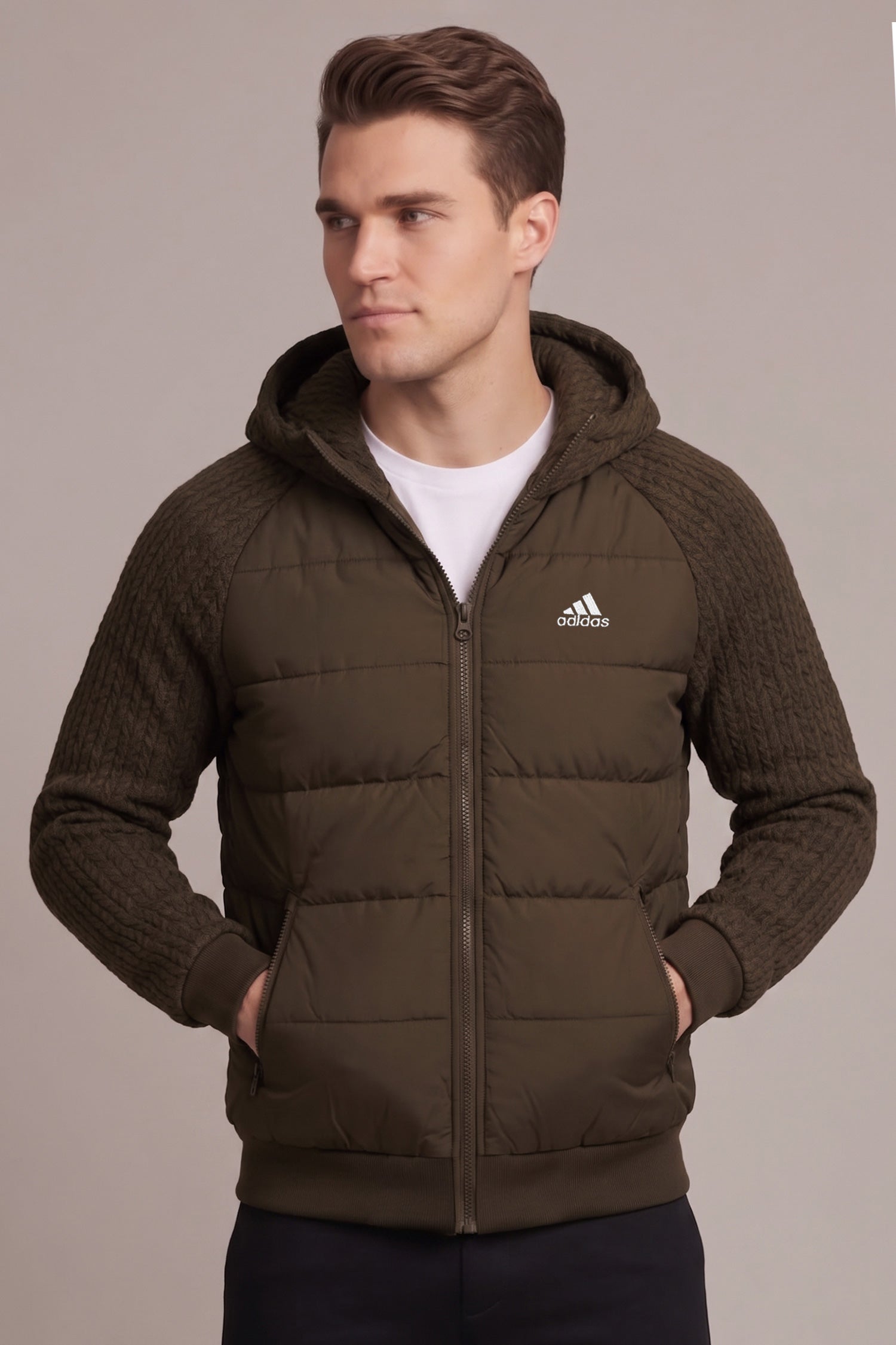 Adds Essentials Hybrid Hooded Imported Puffer Jacket