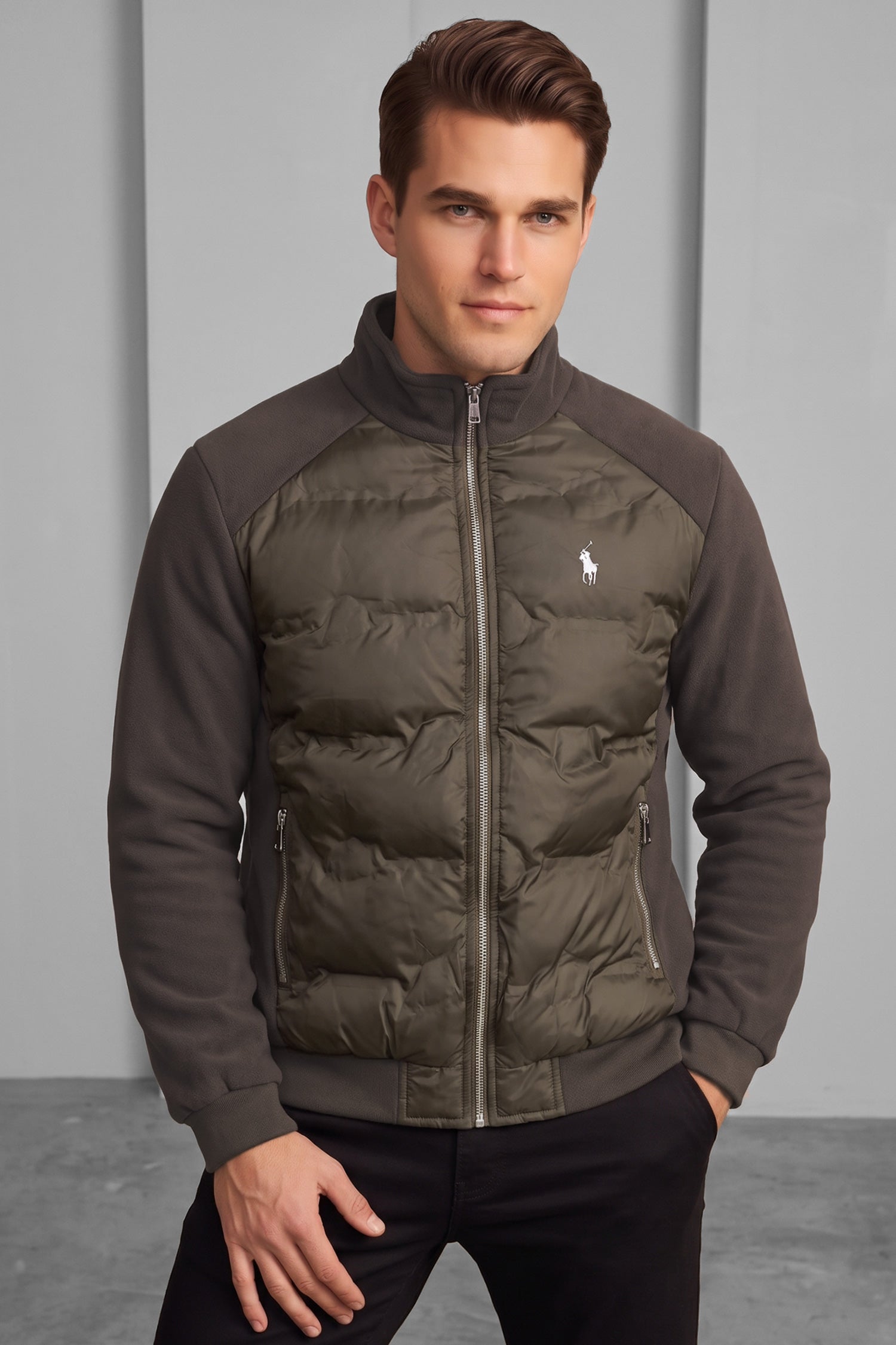 Plo Rph Luren Hybrid Casual Imported Puffer Jacket In Coffee