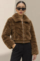 Women Fuzzy Texture Zip-Up Imported Fur Jacket