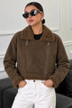 Women Asymmetric Shearling-Lined Imported Suede Jacket