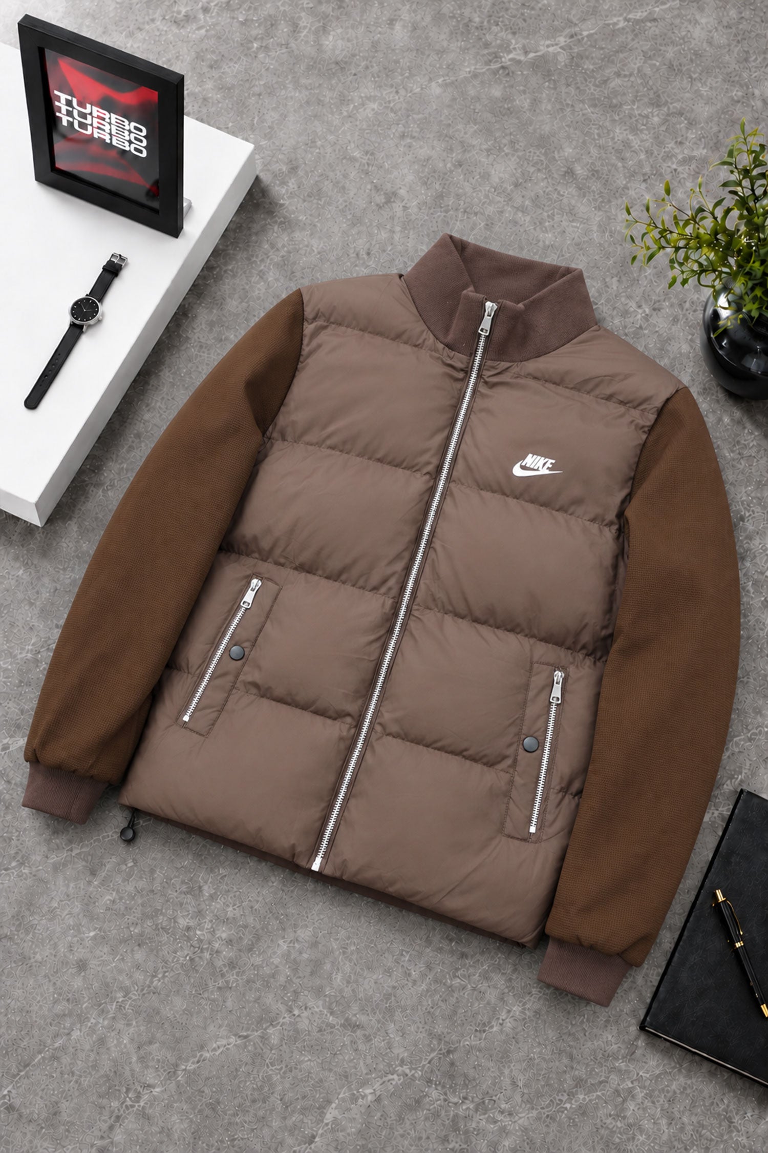 Nke Gorp-Core Insulated Imported Puffer Jacket In Coffee