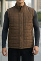 Quilted Design, Stand-up Collar Men's Gilet In Coffee