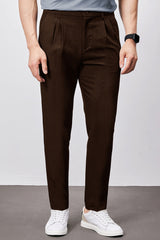 Safari Style Men's Carrot Fit Cotton Pant In Coffee