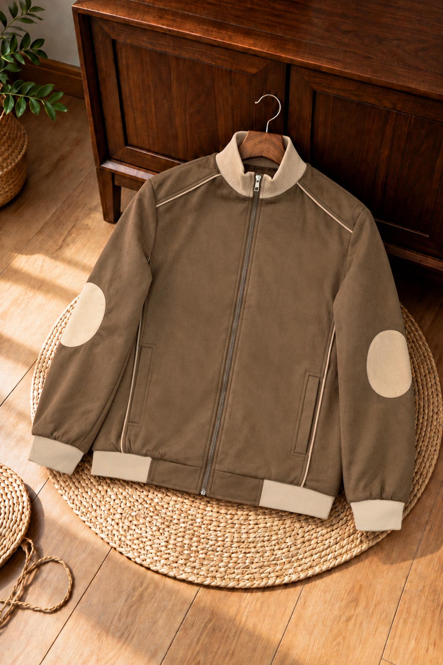 Turbo Classic Tactical Puller Imported Men's Suede Jacket In Coffee