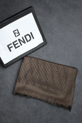 Fndi Self Pattern Luxury Silk Men Mufflers In Coffee