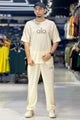 Alo Trendy Side Panel Stripe Men's Tracksuit  In Cream