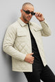 Regular Fit Self Design Imported Light Weight Jacket In Cream