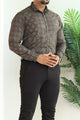 Turbo Splash Printed Long Sleeve Cotton Casual Shirt In Charcoal Grey