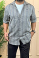 Turbo Cubin Textured Striped Casual Shirt In Charcoal Grey
