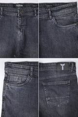 Big Size Light Faded Turbo Denim Jeans In Charcoal Grey