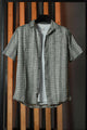Turbo Cubin Textured Striped Casual Shirt In Charcoal Grey