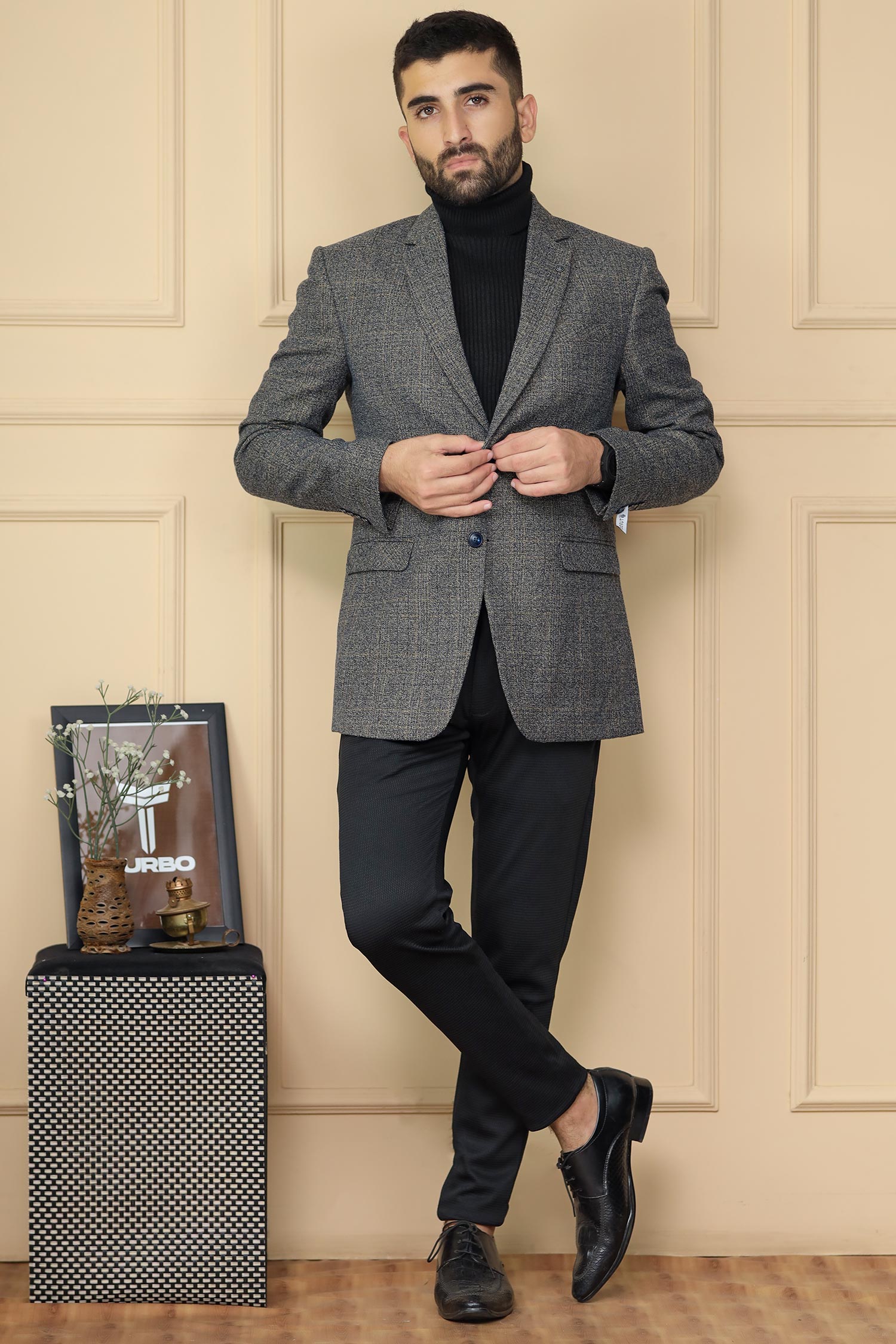 Wool Rich Worsted Tweed Mens Casual Blazer