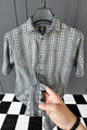Turbo Cubin Textured Striped Casual Shirt In Charcoal Grey