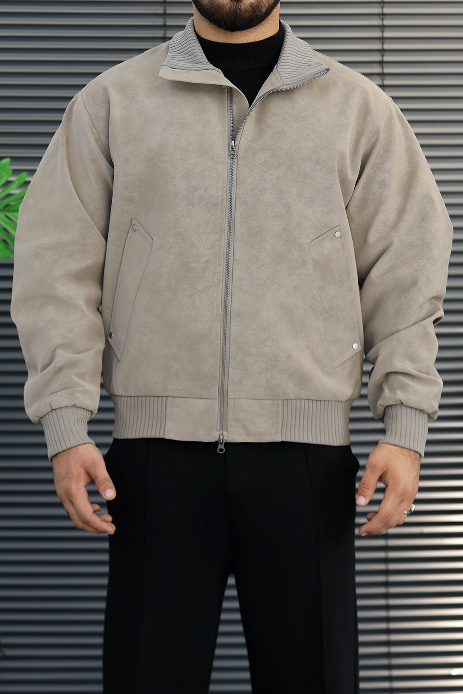 Men's Affordable Sweat Suede Leather Jacket