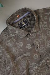 Turbo Splash Printed Long Sleeve Cotton Casual Shirt In Charcoal Grey