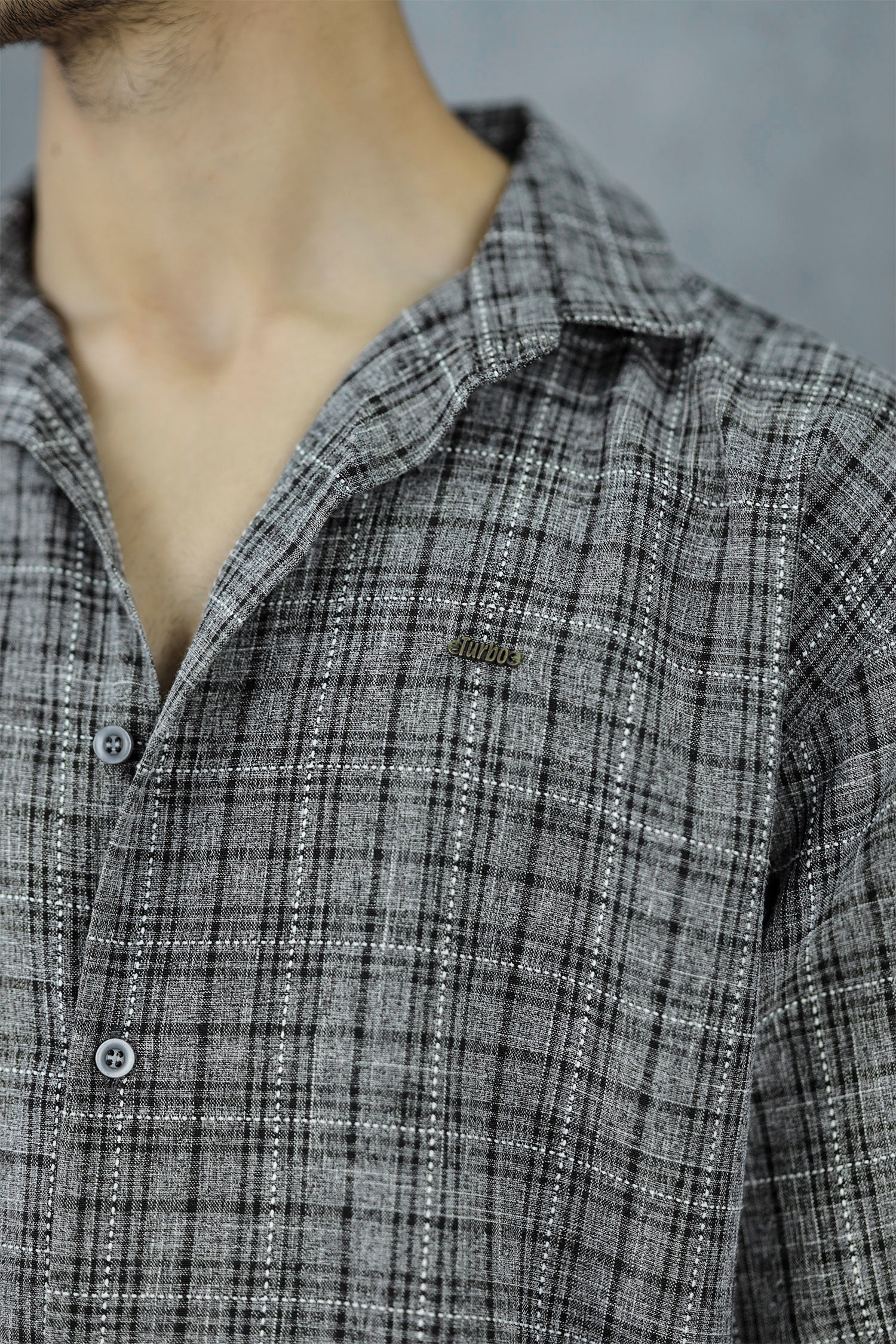 Fashion Stitched Checkered Printed Casual Shirt