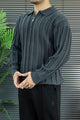 Turbo X Polo Ribbed Texture Quarter-Zip Imported Men's Jumper Sweater In Charcoal Grey