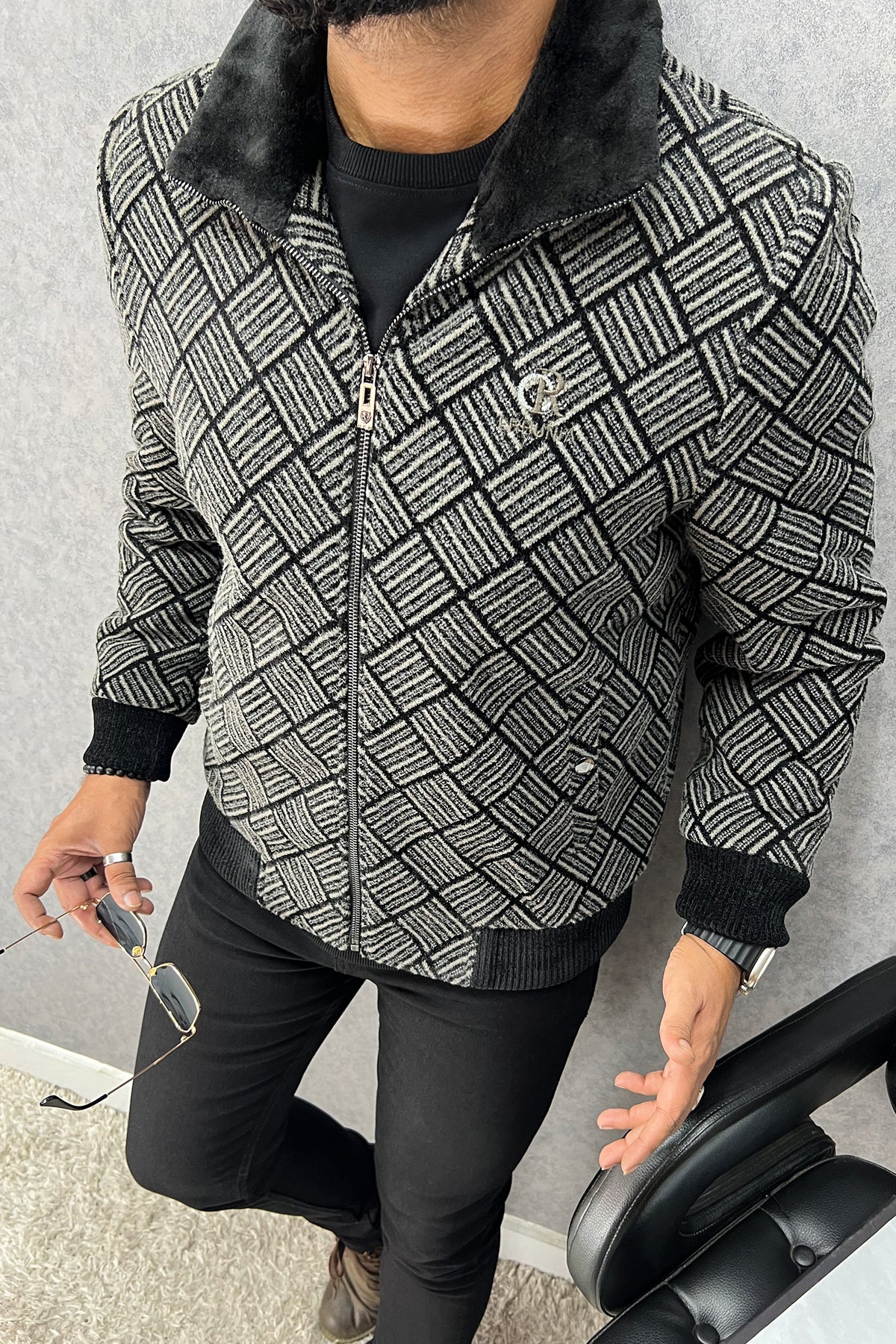 All Over Pattern Imported Men's Woolen Jacket