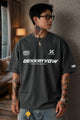 Turbo Casual Graphic Slogan Oversize Men's Tee In Charcoal Grey
