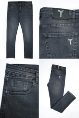 Faded Slim Fit Turbo Jeans In Charcoal
