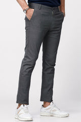 Self Textured Men's SlimFit Cotton Pant in Charcoal Grey