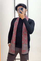 Vrsce Designer Motif Premium Wool Men Mufflers In Charcoal Grey