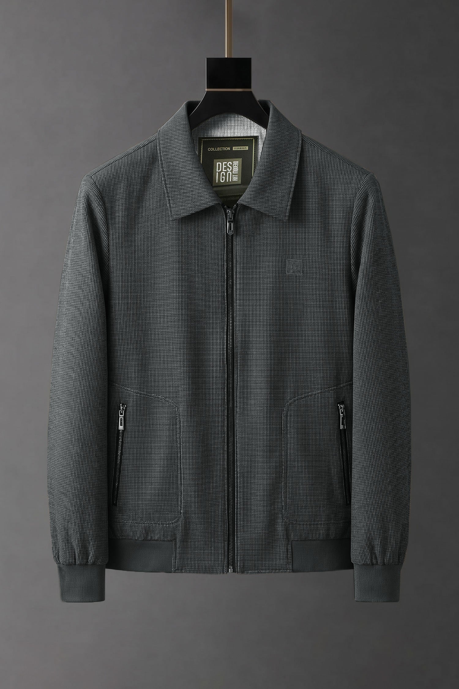 Turbo Fashionable Turn- Collar Imp Men's Wool Jacket In Charcoal Grey