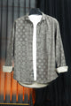 Turbo Splash Printed Long Sleeve Cotton Casual Shirt In Charcoal Grey