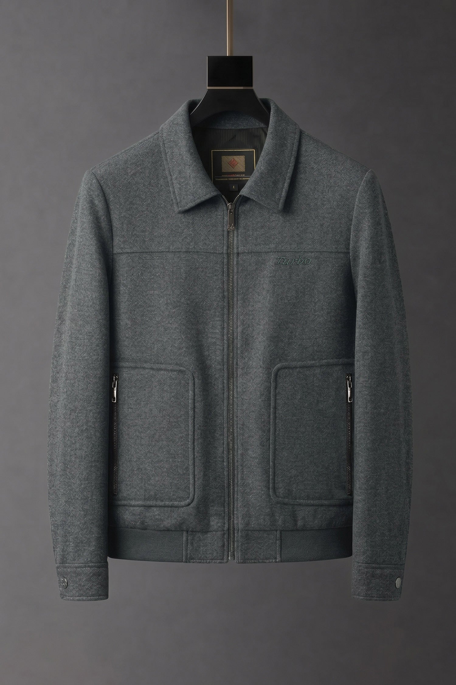 Turbo Zip-Through Trucker Imp Men's Wool Jacket In Charcoal Grey