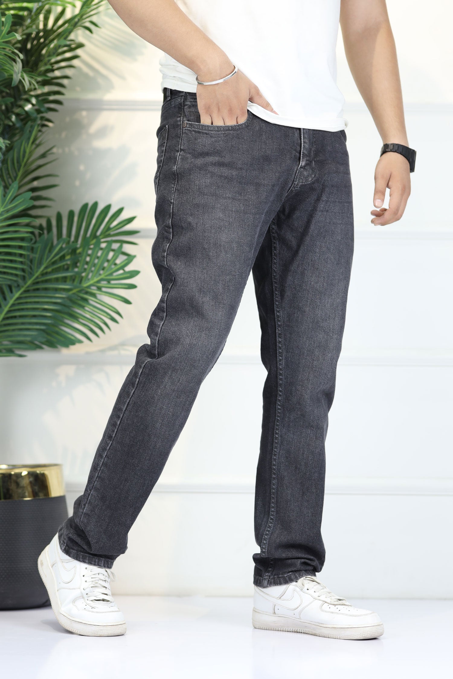 Turbo 'Weathered' Comfort Slim Fit Jeans In Charcoal Grey