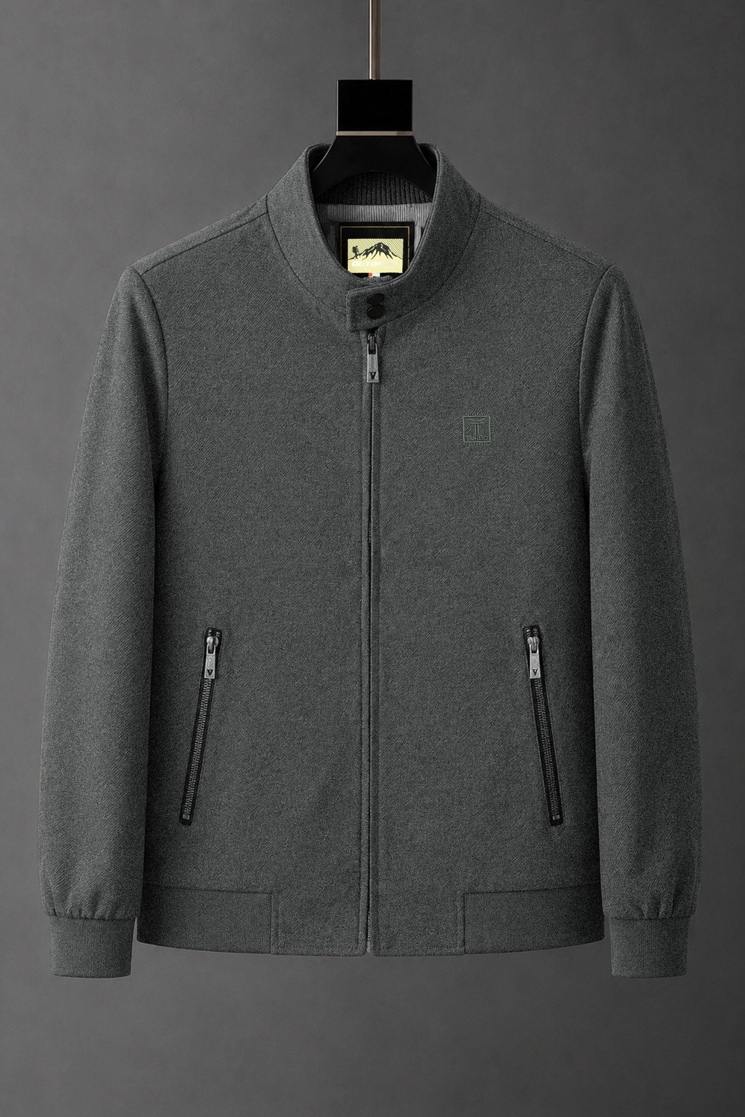 Turbo Mock Neck Style Imp Men's Wool Jacket In Charcoal Grey