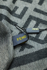 Fndi Frayed Gradient Silk Men Mufflers In Charcoal Grey