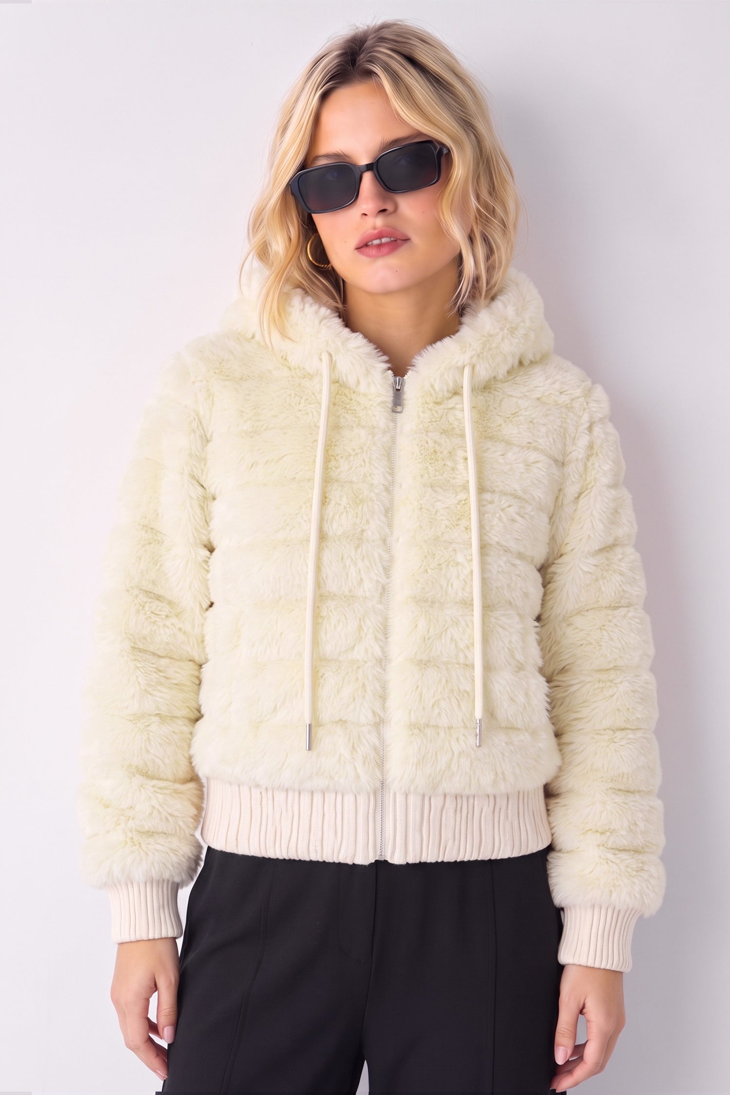 Women Furry Hooded Imported Fur Jacket